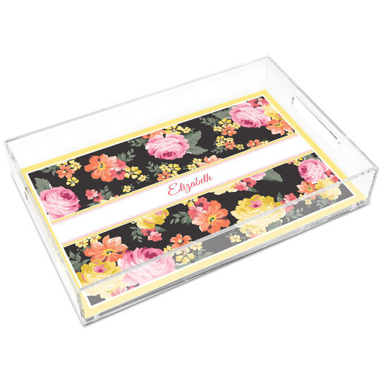 Elegant Spring Garden Lucite Tray